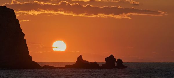 Scenic view of sea at sunset