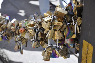 Close-up of padlocks