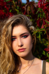 Close-up portrait of a beautiful young woman