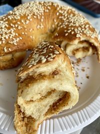 Close-up of bread on plate