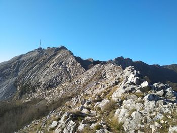 Unique panorama of the apennine mountain range of the apuan alps in tuscany in massa carrara