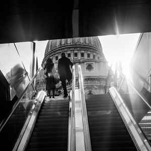 Low angle view of man on steps