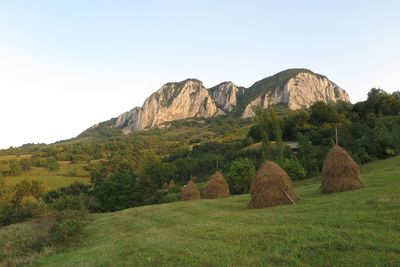 Scenic view of mountains against clear sky