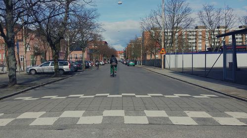 Road passing through city