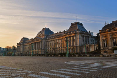 View of street and buildings against sky