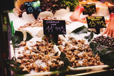 Food for sale at market stall