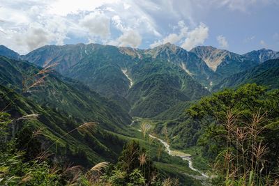 Scenic view of mountains against sky