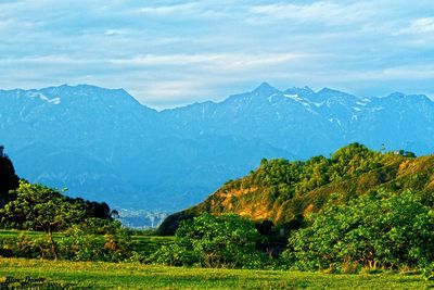 Scenic view of mountains against sky