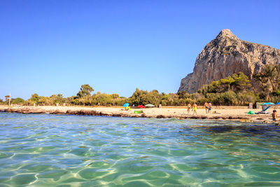 Scenic view of sea against clear sky