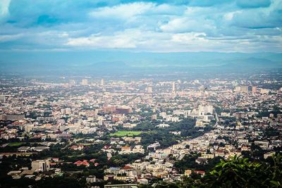 High angle view of townscape against sky