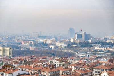 High angle view of ankara townscape against sky