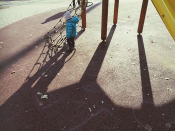 Low section of boy on bicycle