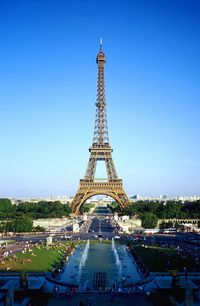Eiffel tower in paris against clear blue sky