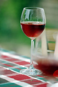 Red wine on table