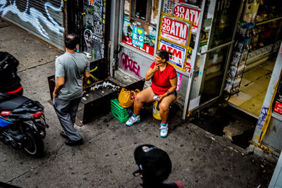 People on street in city