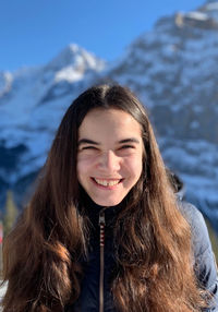 Portrait of smiling woman in winter