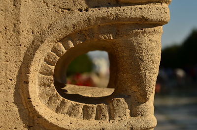 Close-up of hole on wall