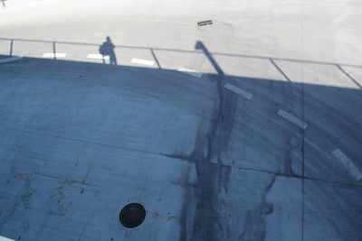 High angle view of shadow at skateboard park
