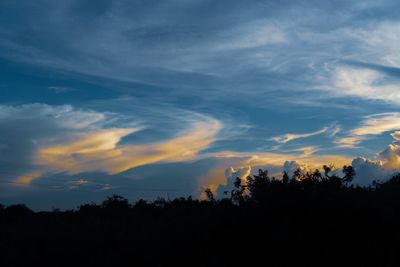 Low angle view of silhouette trees against sky during sunset