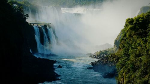 Scenic view of waterfall