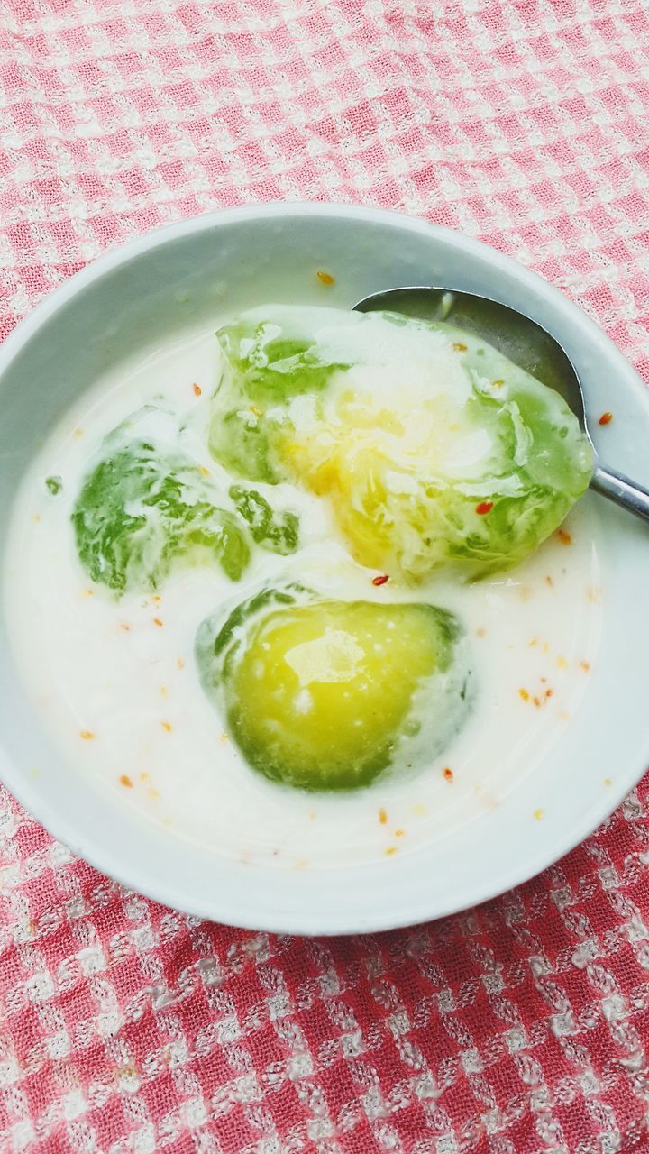 food and drink, freshness, food, indoors, healthy eating, ready-to-eat, bowl, still life, soup, plate, serving size, meal, close-up, table, high angle view, directly above, spoon, indulgence, vegetable, healthy lifestyle