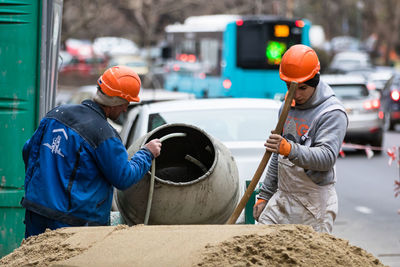 Man working in bus