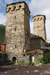 Low angle view of tower against sky