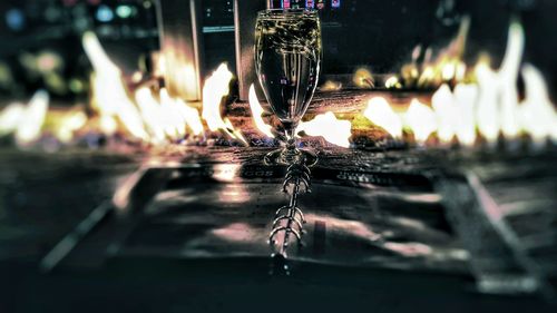 Blurred motion of illuminated lights at night