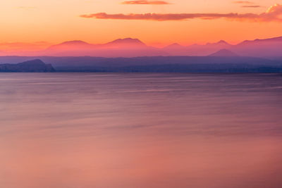 Scenic view of mountains at sunset