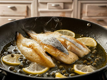 High angle view of seafood in plate