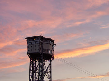 Low angle view of lighthouse against sky during sunset