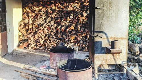 Stack of wooden logs