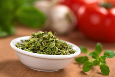 Close-up of salad in bowl on table