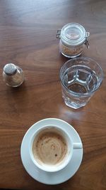 High angle view of coffee on table