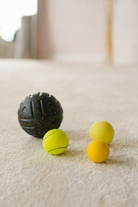 Balls and pads for myofascial relaxation and self-massage at home on the floor. mfr, fitness