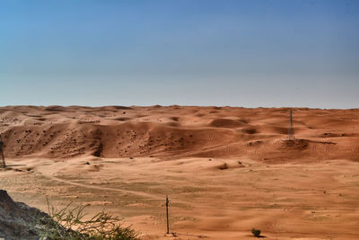 Scenic view of desert against clear sky