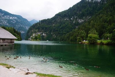 Scenic view of lake against sky