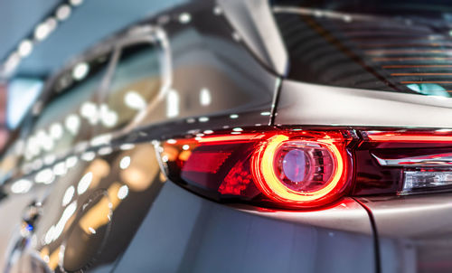 Close-up of illuminated car