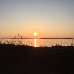 Scenic view of sea at sunset