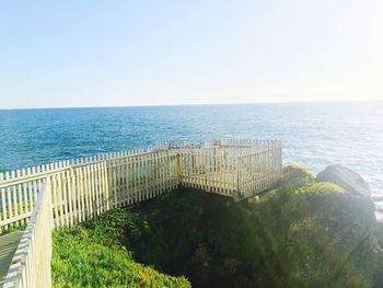 Scenic view of sea against clear sky