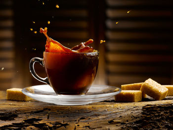 Close-up of coffee on table