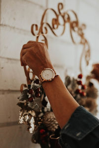 Close-up of woman holding hands