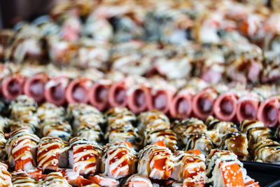 Full frame shot of candies for sale at market