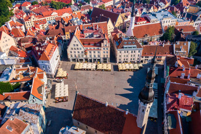 Medieval tallinn, aerial view on the bright