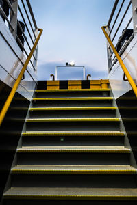 Low angle view of staircase against sky