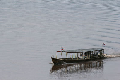 High angle view of boat in lake