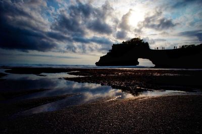 Scenic view of sea against sky at sunset