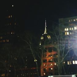 Illuminated buildings at night