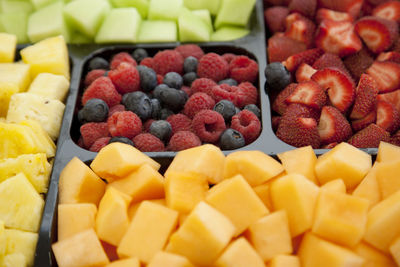 Full frame shot of chopped fruits