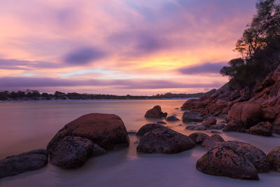 Scenic view of sunset over sea